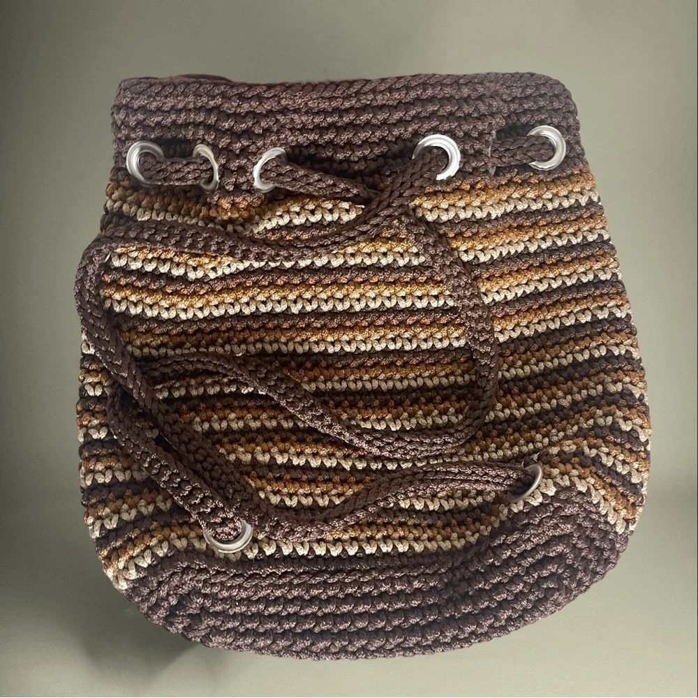 JAI Original Tri Color Neutrals Brown Crocheted Backpack